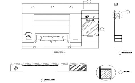 bedroom elevation drawing|Drawing of bedroom bed elevation .